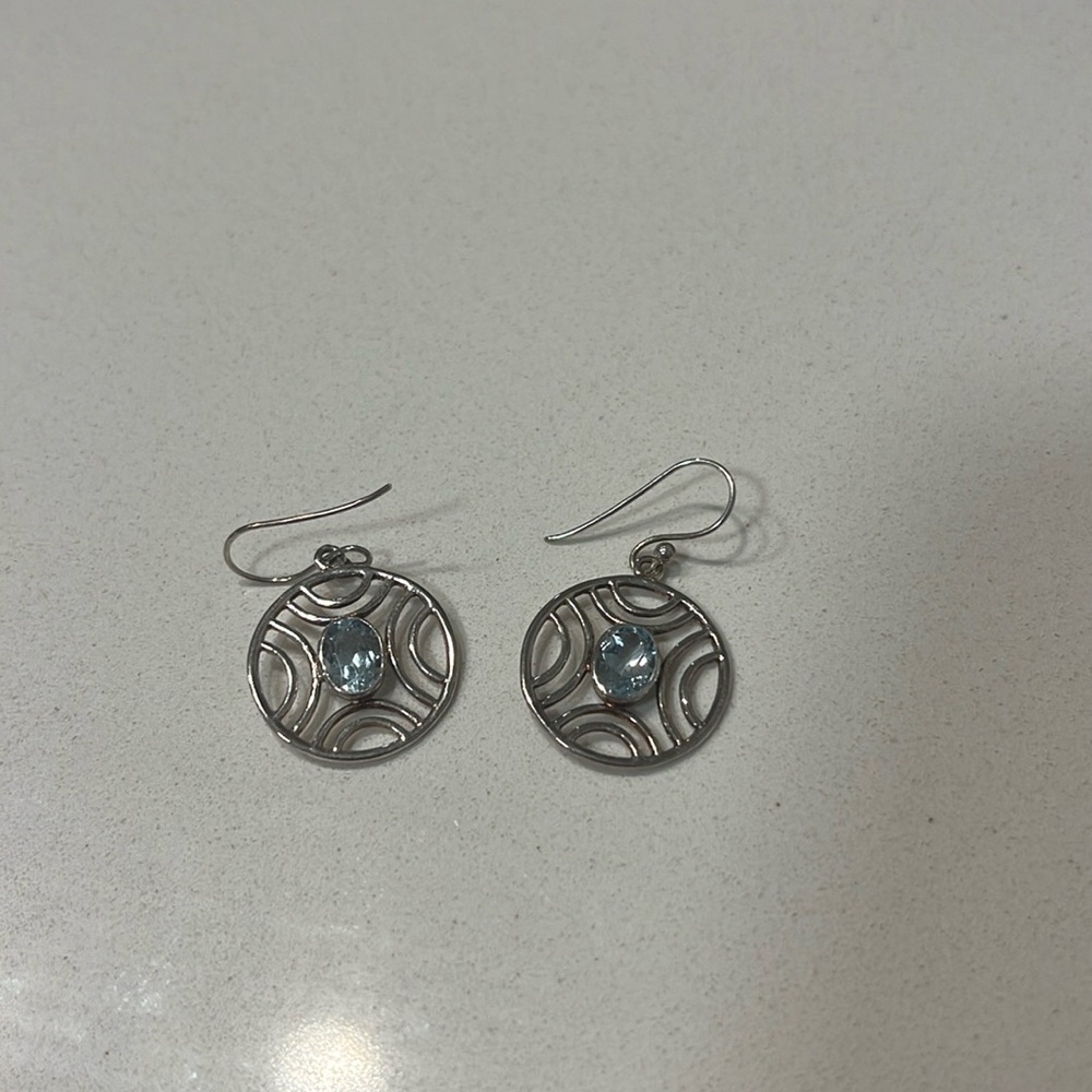 Silver and aquamarine earrings